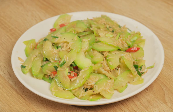 Món ngon từ tép khô-tép khô xào bí xanh