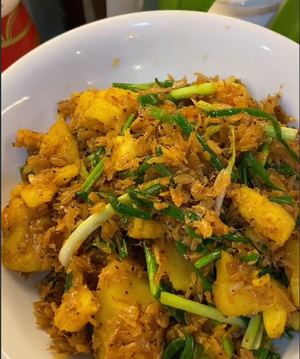 tép khô xào thơm-món ngon từ tép khô