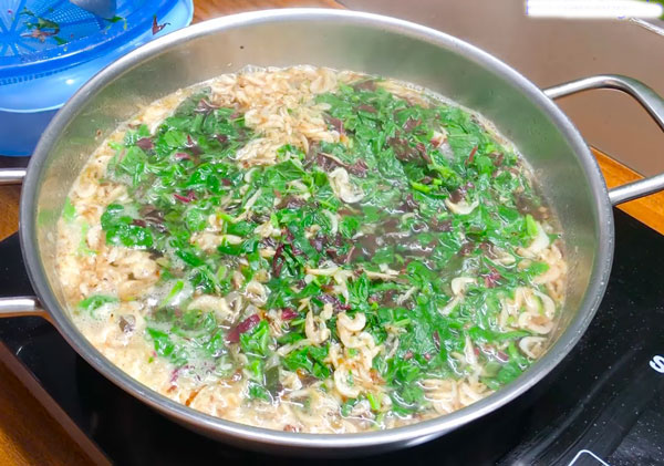 canh rau dềnh tép khô